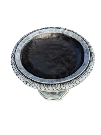 Octagonal Harmony: Concrete Birdbath on Octagonal Column Base
