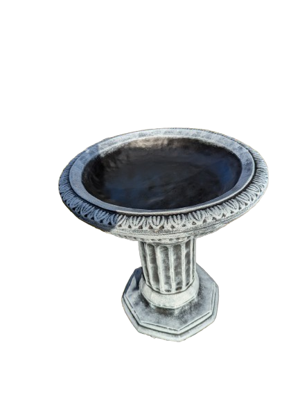 Octagonal Harmony: Concrete Birdbath on Octagonal Column Base