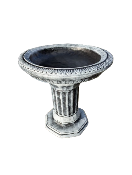 Octagonal Harmony: Concrete Birdbath on Octagonal Column Base